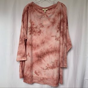Como Blu Women's Pink White Tie Dye Knit Top 3X